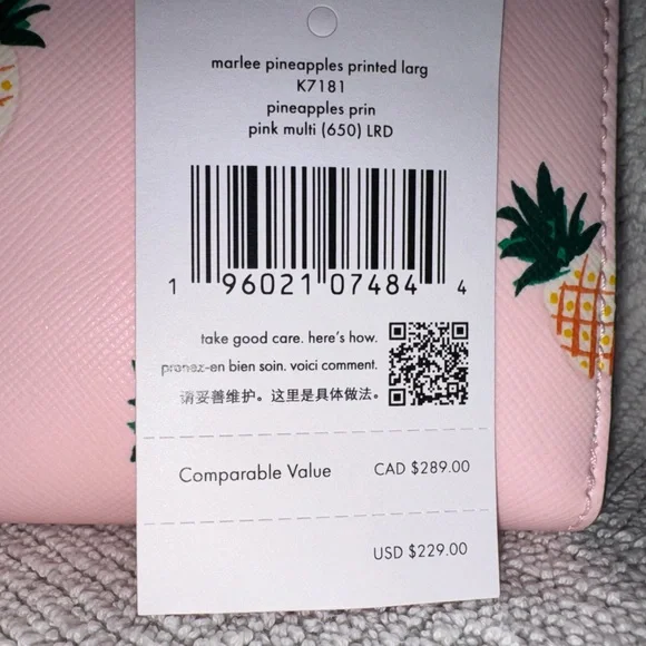 Kate Spade Pink Pineapple Tote, Wallet, and Make-Up Case Set - Picture 14 of 14
